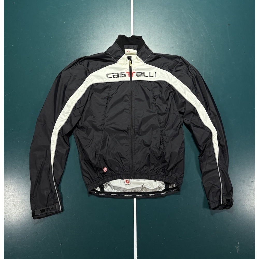 Castelli Fusione Rosso Corsa Cycling Jacket Men's Large Black White Windstopper